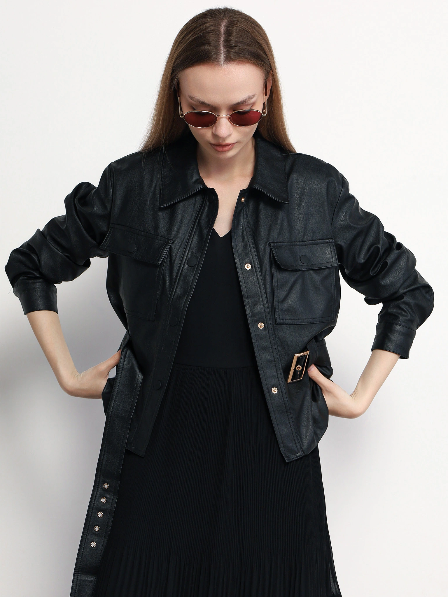 Куртка прямого кроя со съемным поясом